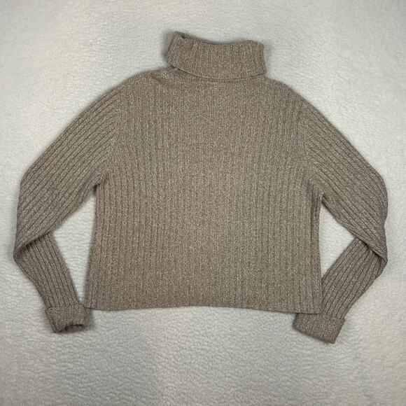 Sundance Size L Angora Turtleneck Sweater Rib Knit Neutral Minimalist Vintage - Picture 4 of 9